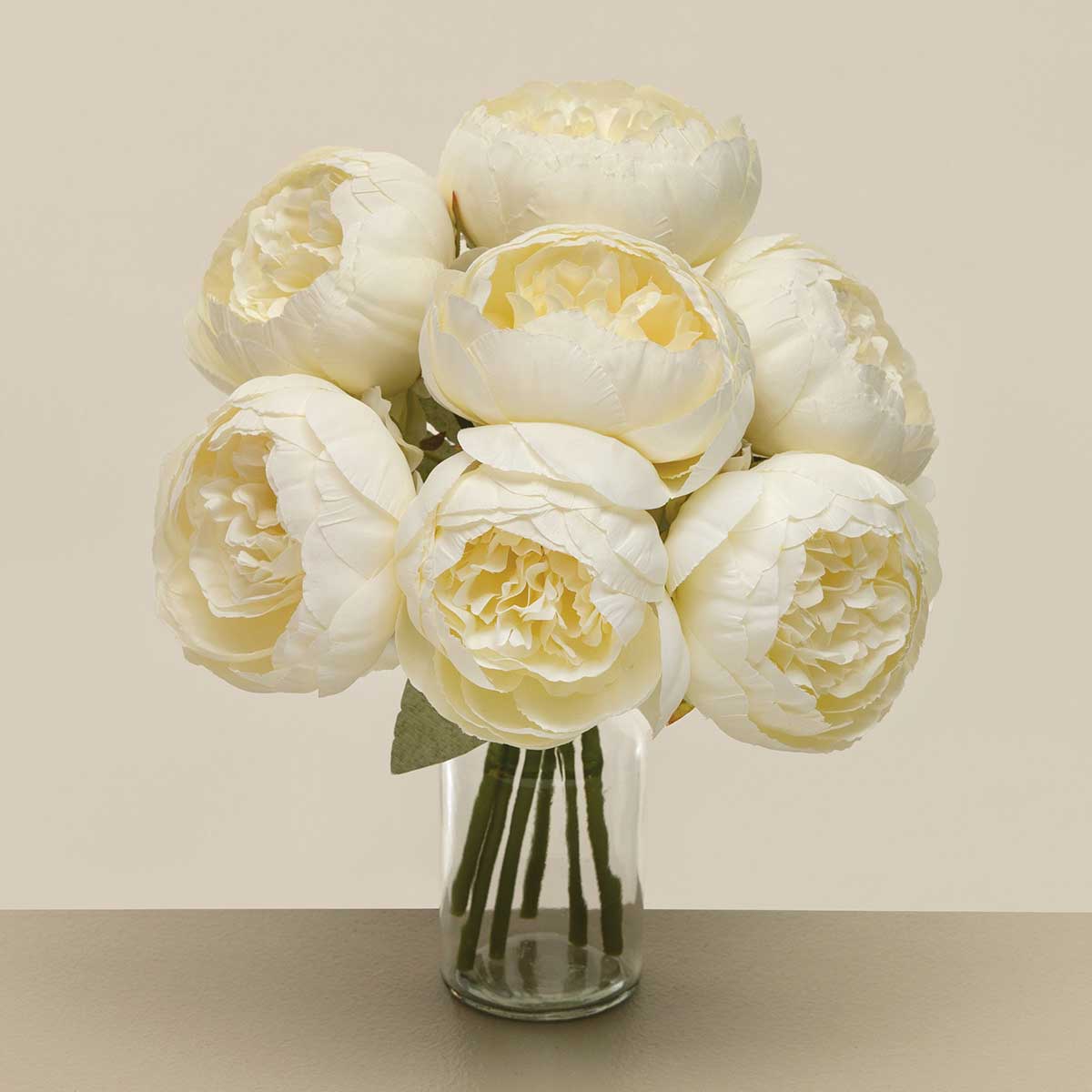 BUNDLE OF 7 PEONY CREAM 3IN X 10IN POLYESTER TIED WITH RAFFIA
